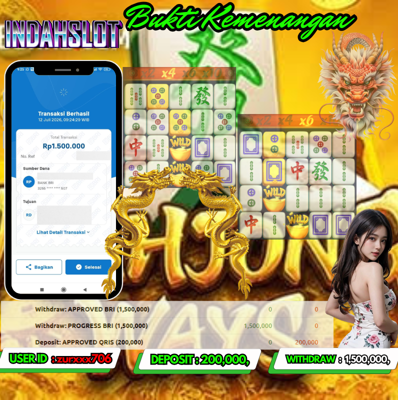 INDAHSLOT MAHJONG WAYS Rp. 1,500,000,- LUNAS