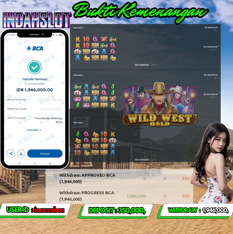 INDAHSLOT WILD WEST GOLD Rp. 1,946,000,- LUNAS