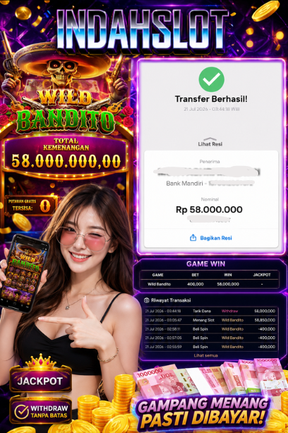 INDAHSLOT WILD BANDITO Rp. 58,000,000,- LUNAS