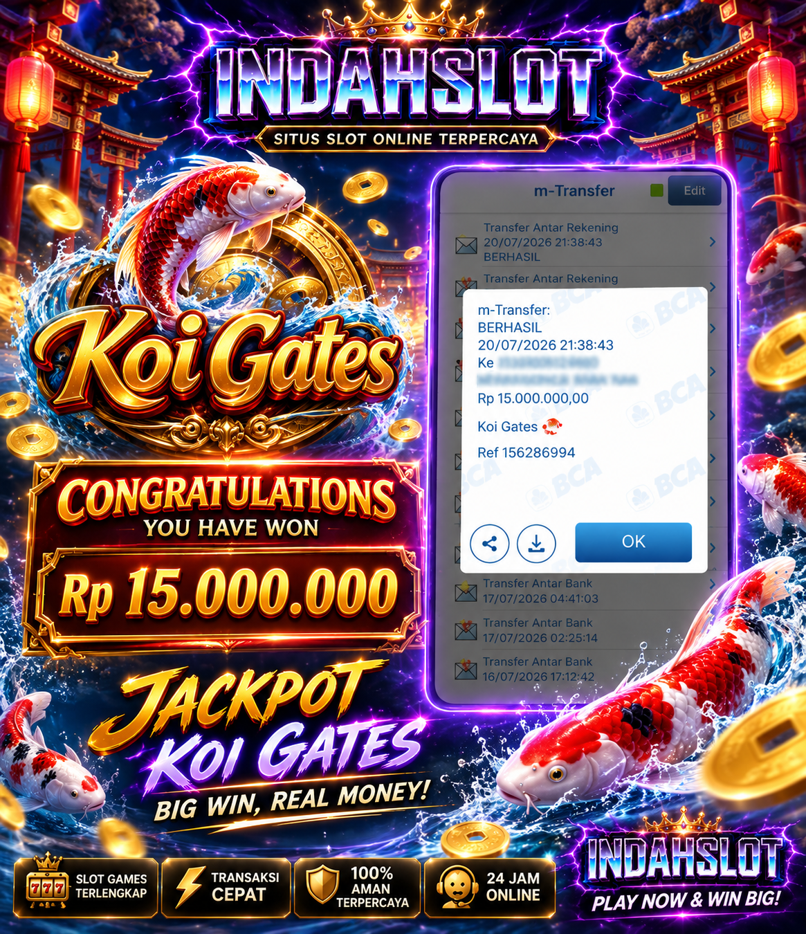 INDAHSLOT KOI GATE Rp. 15,000,000,- LUNAS