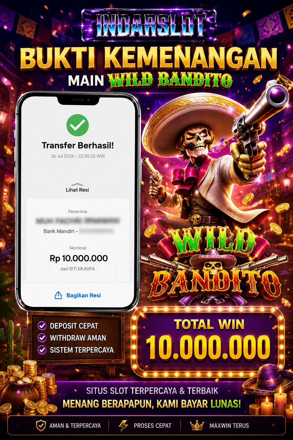 INDAHSLOT , WILD BANDITO PG SOFT RP.10.000.000