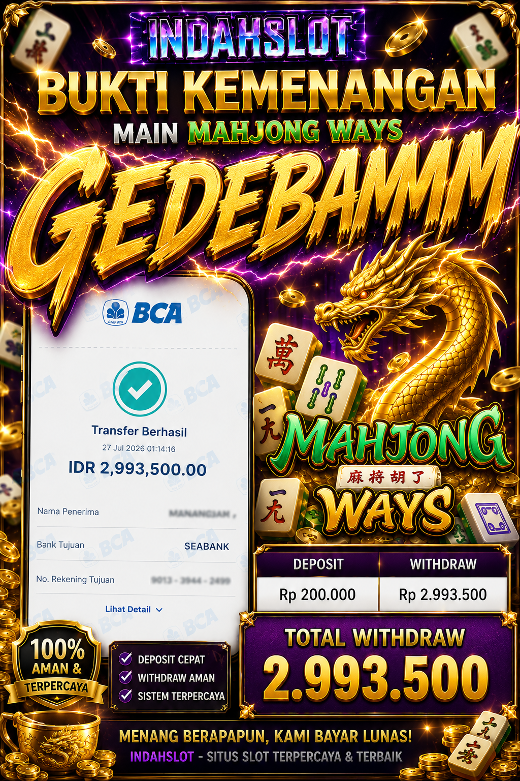 INDAHSLOT , PG SOFT MAHJONG WAYS RP. 2.993.500