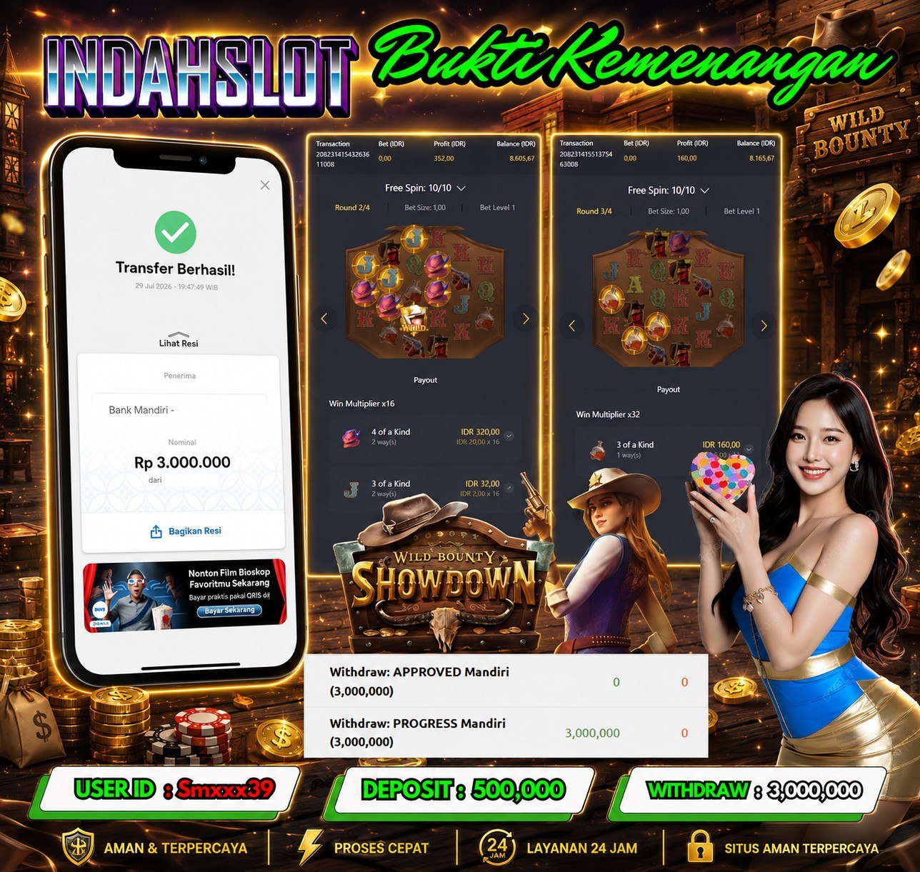 INDAHSLOT PG SOFT  WILD BOUNTY SHOWDOWN Rp .3,000,000,- LUNAS