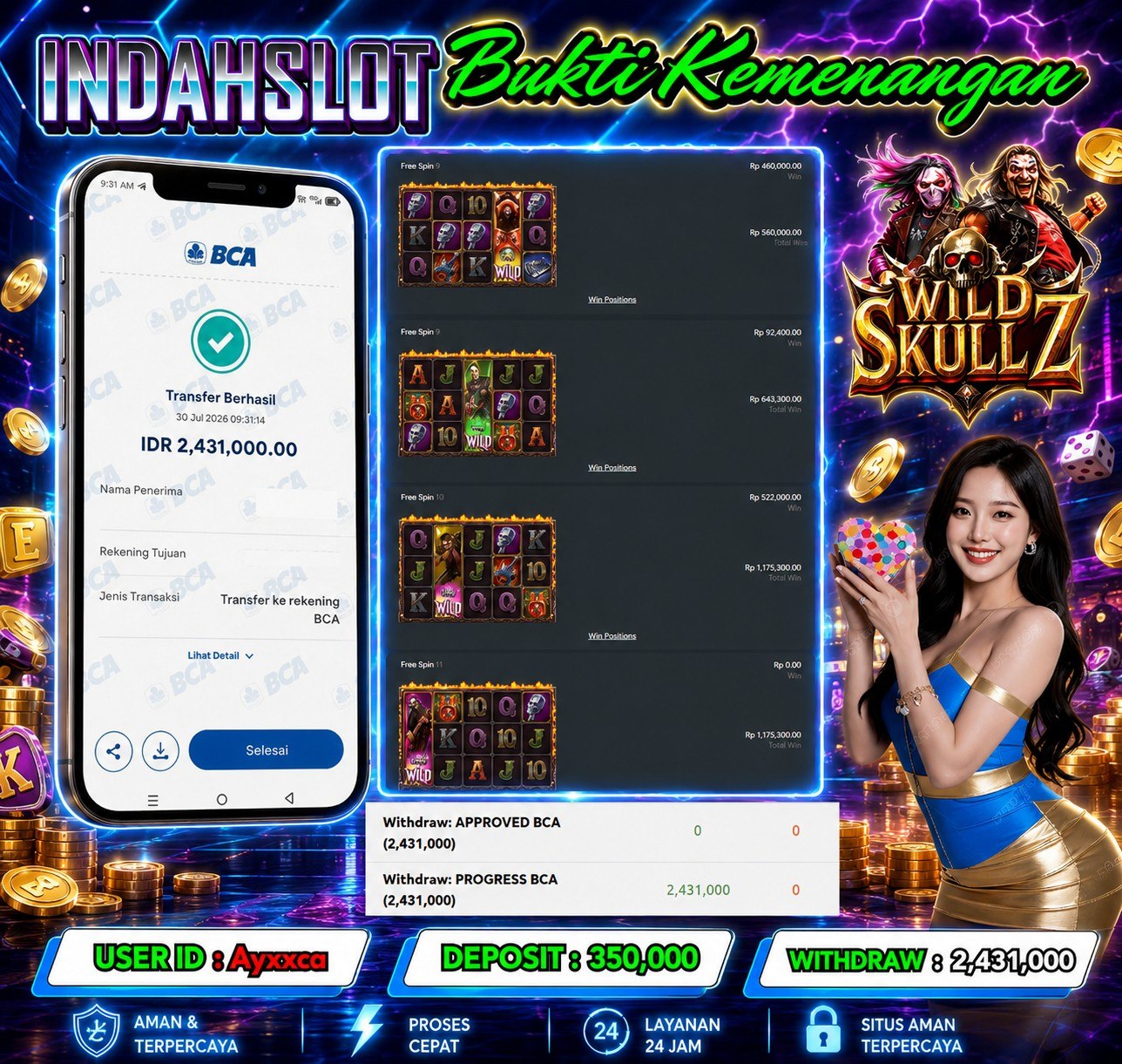 INDAHSLOT Wild Skullz Rp .2,431,000,- LUNAS