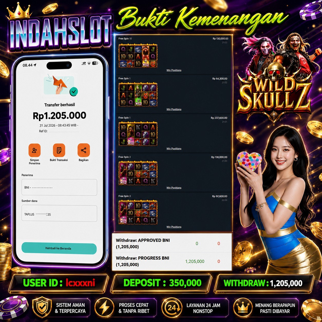 INDAHSLOT Wild Skullz Rp .1,205,000,- LUNAS