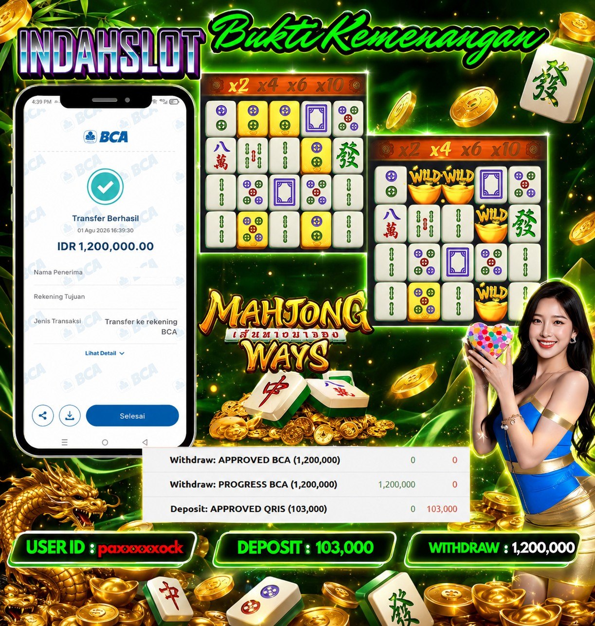 INDAHSLOT MAHJONG WAYS Rp .1,200,000,- LUNAS
