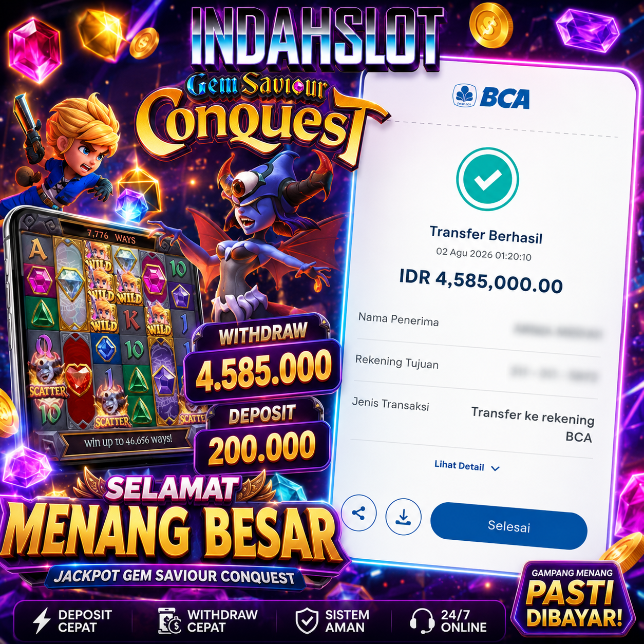 INDAHSLOT GEM SAVIOUR CONQUEST RP 4.585.000 - LUNAS