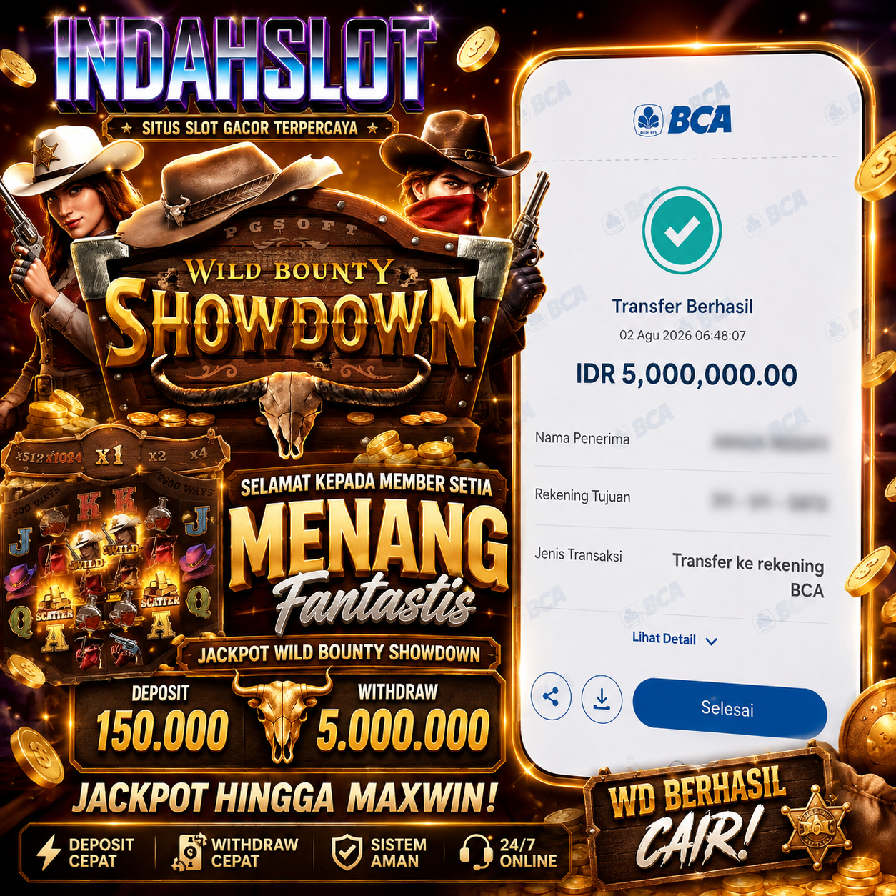 INDAHSLOT PG SOFT WILD BOUNTY SHOWDOWN RP 5.000.000 - LUNAS