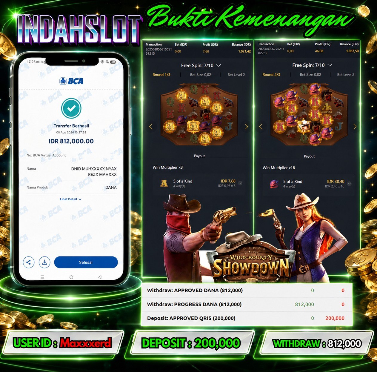 INDAHSLOT WILD BOUNTY SHOWDOWN  Rp .812,000,- LUNAS