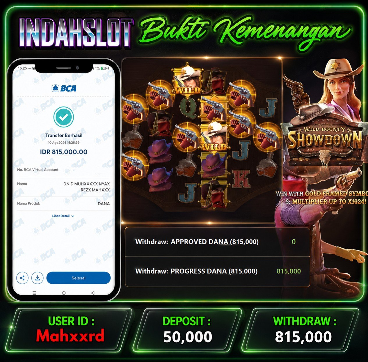 INDAHSLOT WILD BOUNTY SHOWDOWN  Rp .815,000,- LUNAS