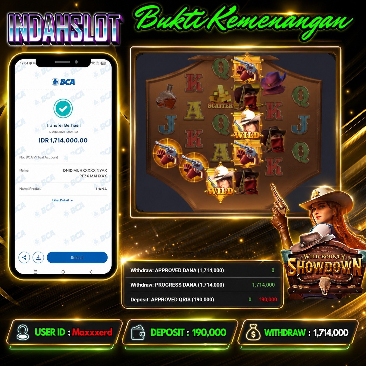 INDAHSLOT WILD BOUNTY SHOWDOWN  Rp .1,714,000,- LUNAS