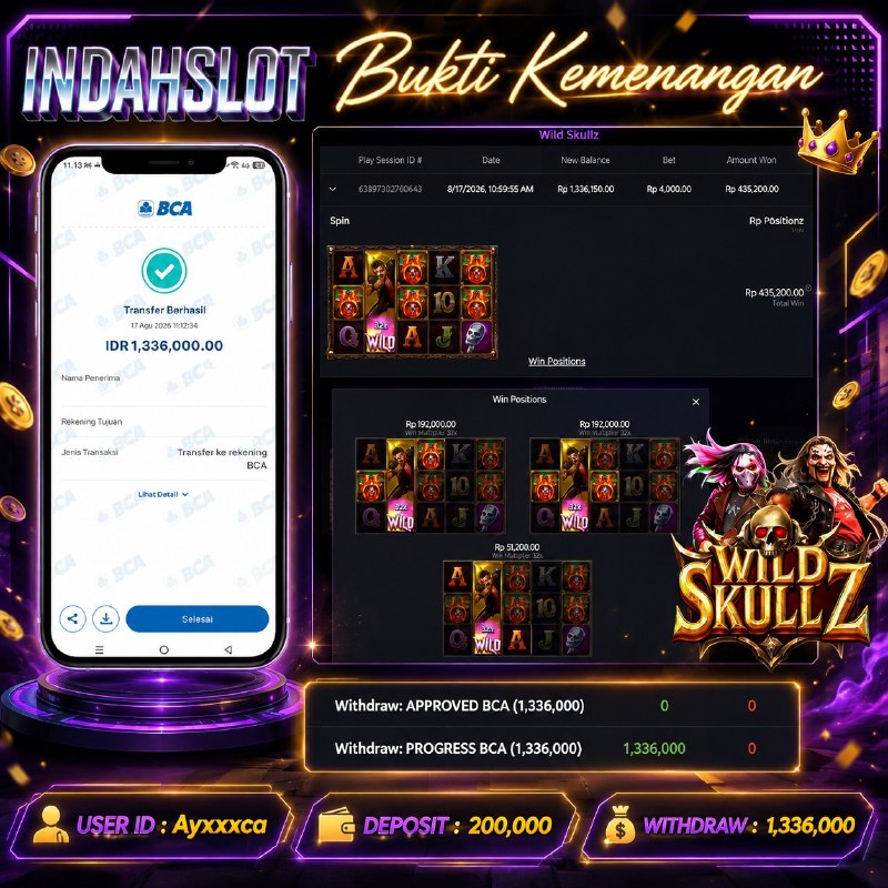 INDAHSLOT Wild Skullz  Rp .1,336,000,- LUNAS