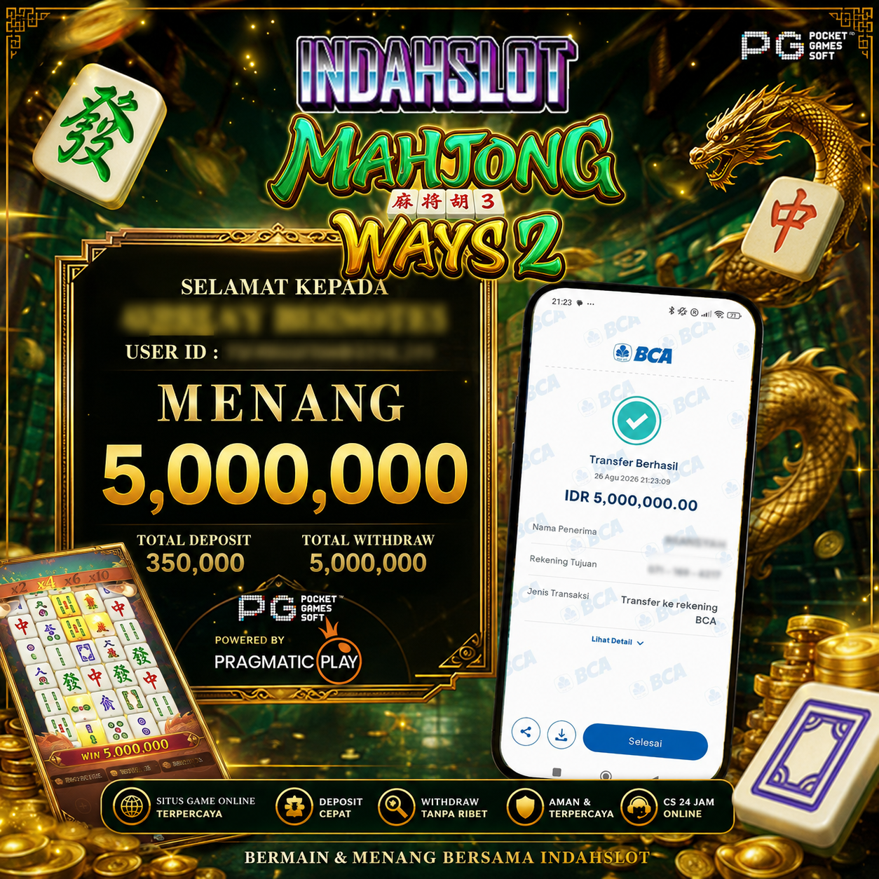 INDAHSLOT PG SOFT MAHJONG WAYS 2 RP 5.000.000
