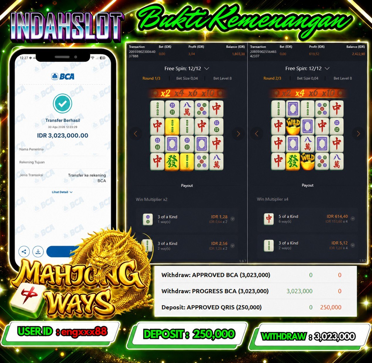 INDAHSLOT PG SOFT MAHJONG WAYS 1 RP 3,023,000